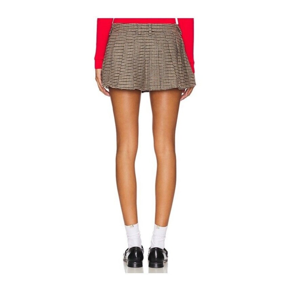 Lovers + Friends Nicki Skort brown & black houndstooth Size XXS Micro Mini Skirt - Picture 3 of 16